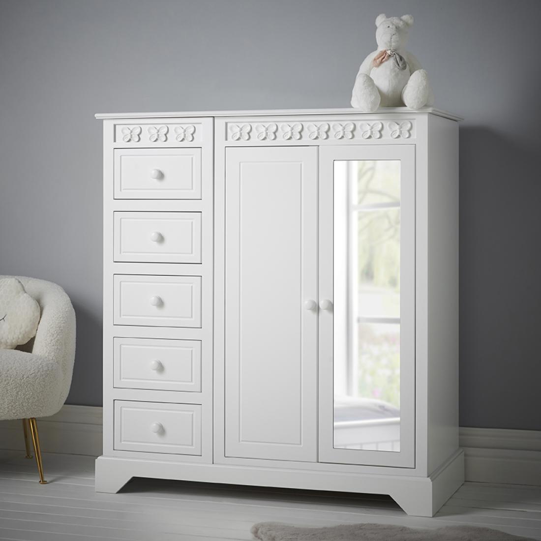Florence Flutterby Mirrored 5 Drawer Mini Wardrobe